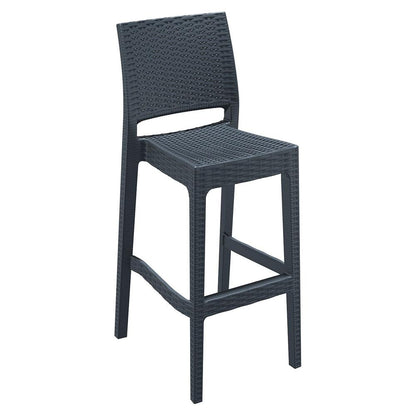 Jamaica Resin Wickerlook Bar Stool Dark Gray, Set of 2