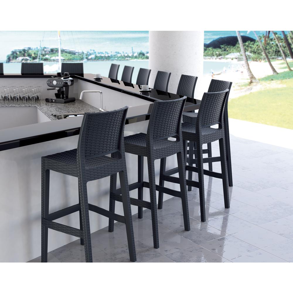 Jamaica Resin Wickerlook Bar Stool Dark Gray, Set of 2