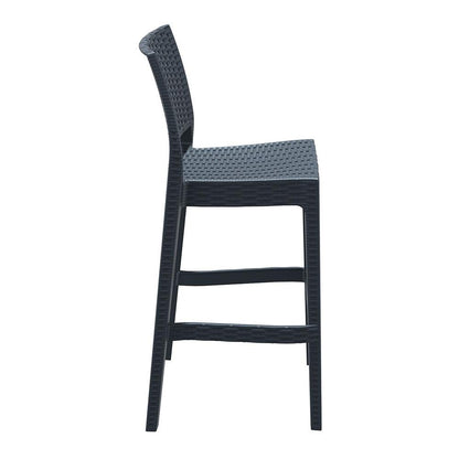 Jamaica Resin Wickerlook Bar Stool Dark Gray, Set of 2