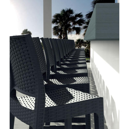 Jamaica Resin Wickerlook Bar Stool Dark Gray, Set of 2