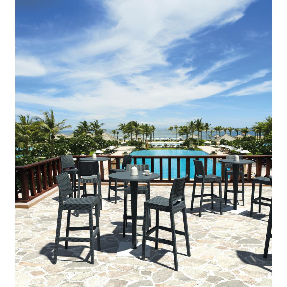 Jamaica Resin Wickerlook Bar Stool Dark Gray, Set of 2