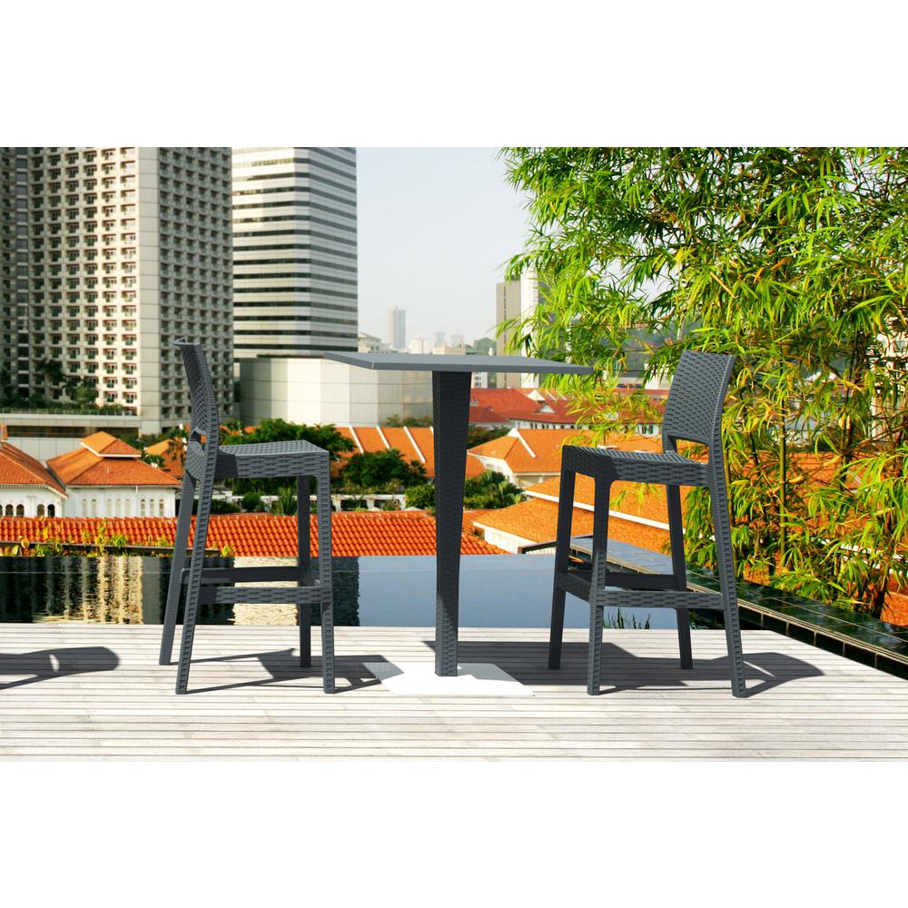 Jamaica Resin Wickerlook Bar Stool Dark Gray, Set of 2