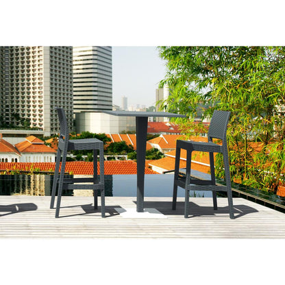 Jamaica Resin Wickerlook Bar Stool Dark Gray, Set of 2