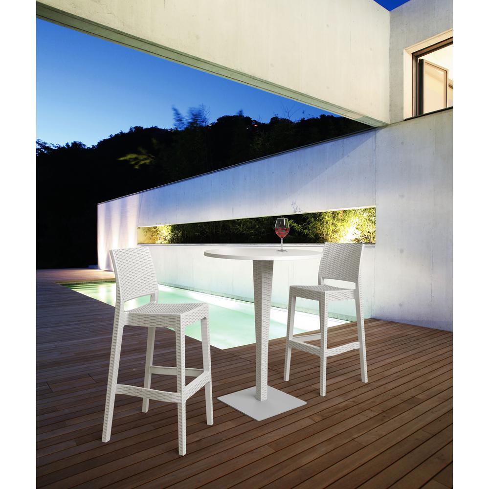 Resin Bar Stool, Set of 2, White, Belen Kox