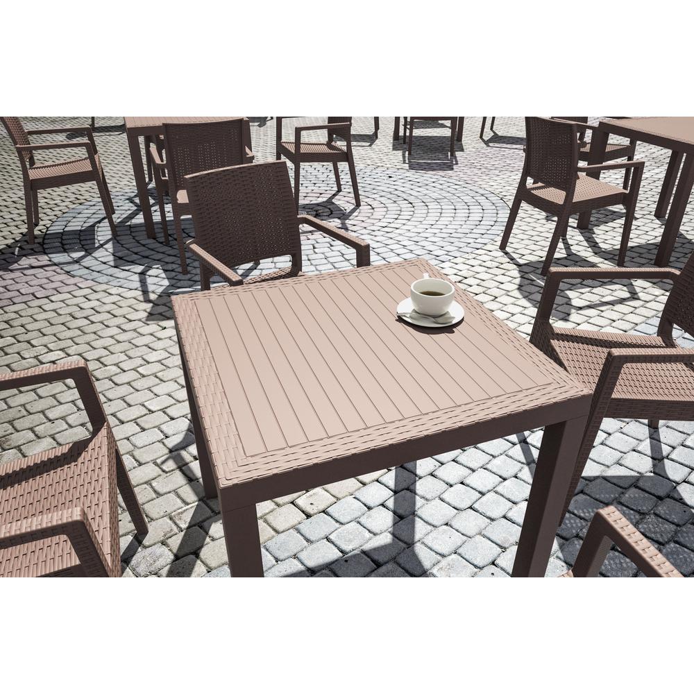 Orlando Resin Wickerlook Square Dining Table Brown 31 inch