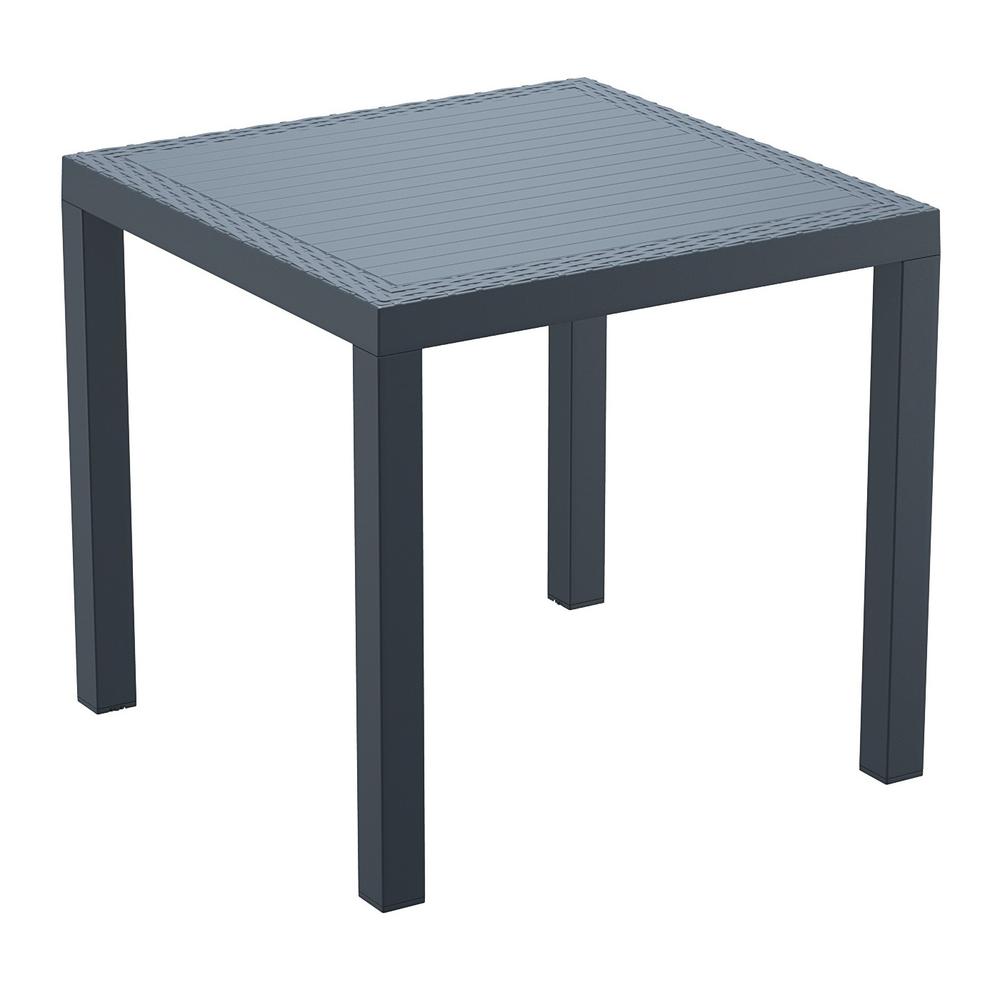 Orlando Resin Wickerlook Square Dining Table Dark Gray 31 inch