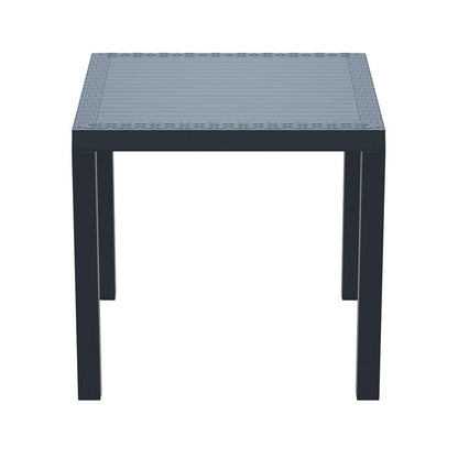 Orlando Resin Wickerlook Square Dining Table Dark Gray 31 inch