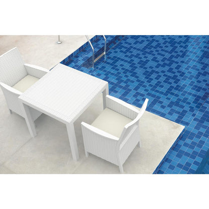 Orlando Resin Wickerlook Square Dining Table White 31 inch