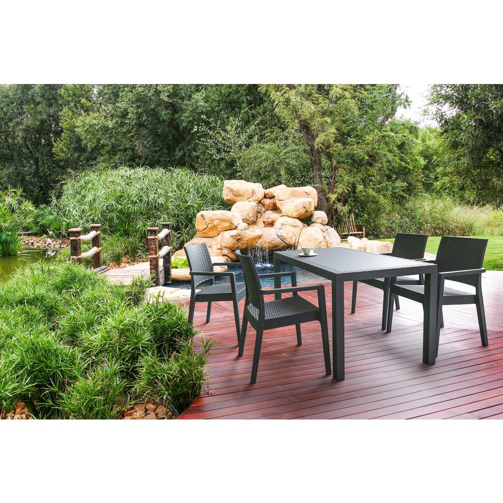 Orlando Wickerlook Rectangle Dining Table Dark Gray 55 inch