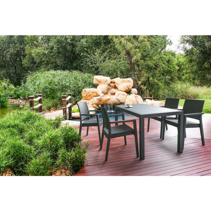 Orlando Wickerlook Rectangle Dining Table Dark Gray 55 inch