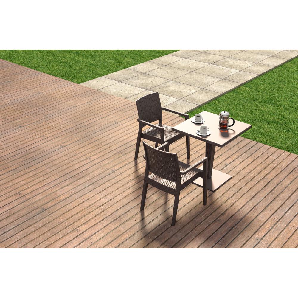 Riva Werzalit Top Square Dining Table Brown 27.5 inch