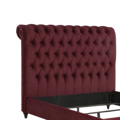 Devon 57-inch Upholstered Queen Headboard Wine Red