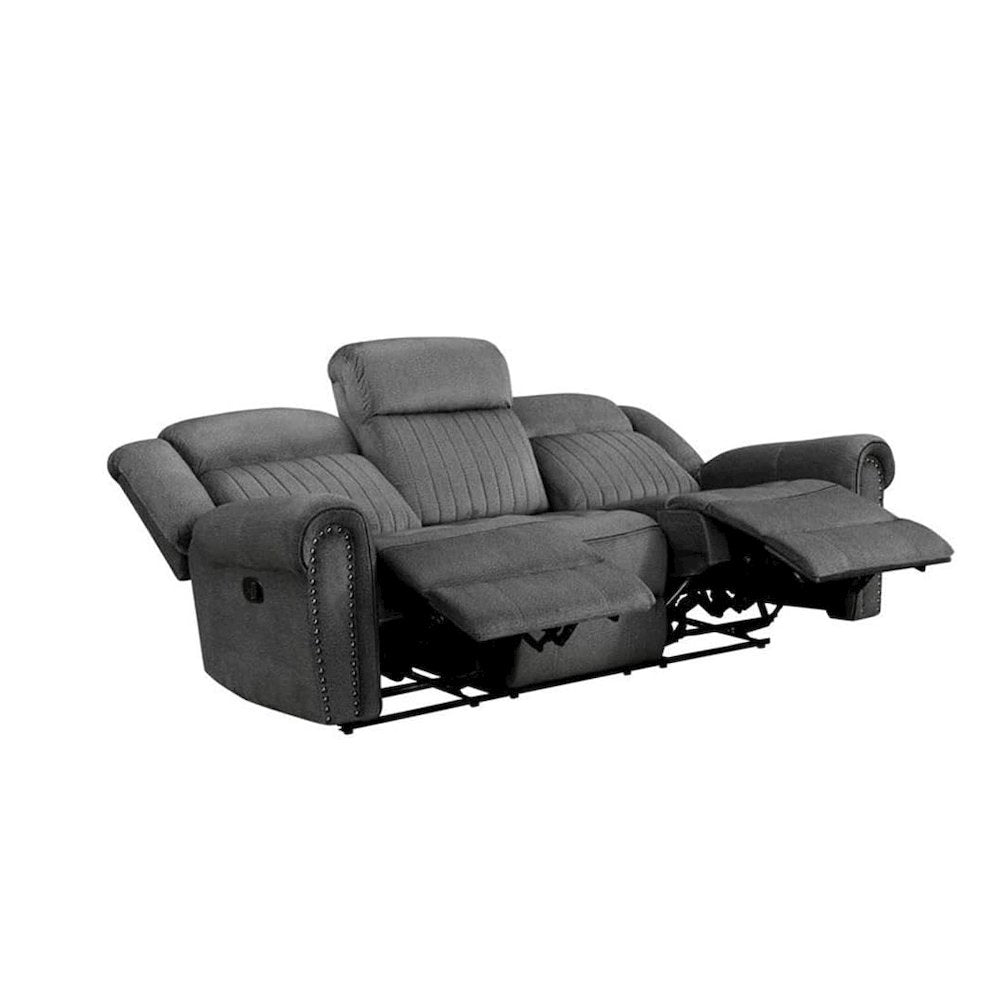 Brennen Microfiber Double Reclining Sofa In Charcoal