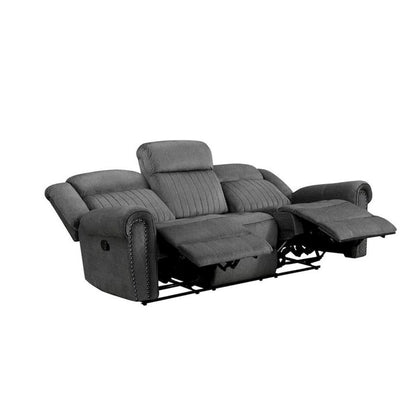 Brennen Microfiber Double Reclining Sofa In Charcoal