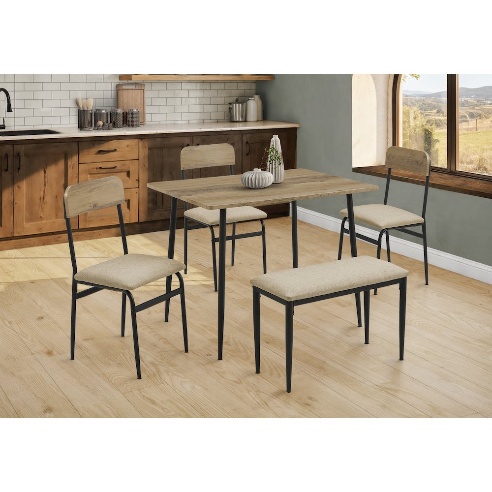 Dining Set, 5pcs Set, 40"" Rectangular, Small, Black Metal