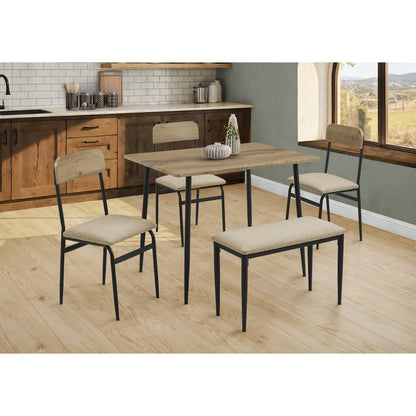 Dining Set, 5pcs Set, 40"" Rectangular, Small, Black Metal