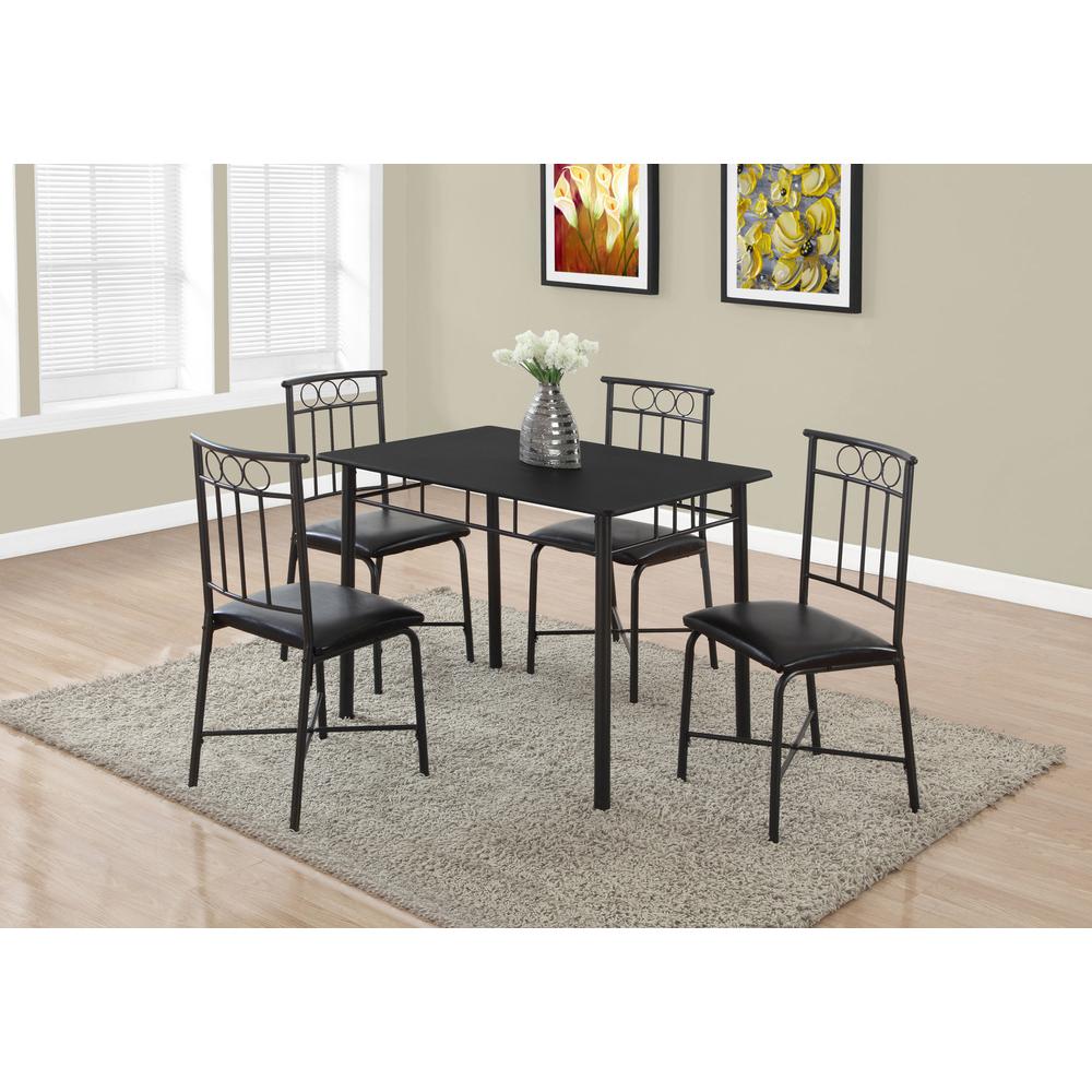 Dining Table Set, 5pcs Set, Small, 40 Rectangular, Kitchen, Black Metal