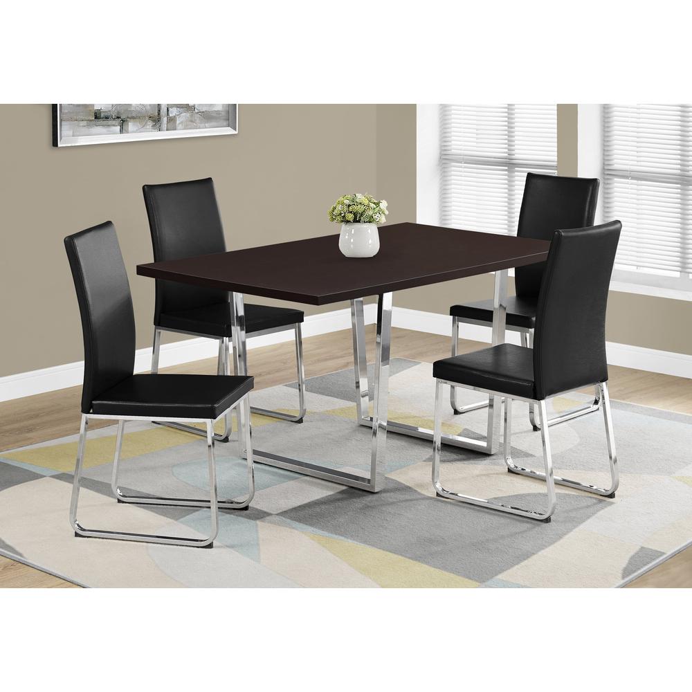 Dining Table, 60 Rectangular, Kitchen, Dining Room, Brown Laminate, Chrome
