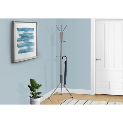 Coat Rack, Hall Tree, Free Standing, Hanging Bar, 6 Hooks, Entryway, 68H