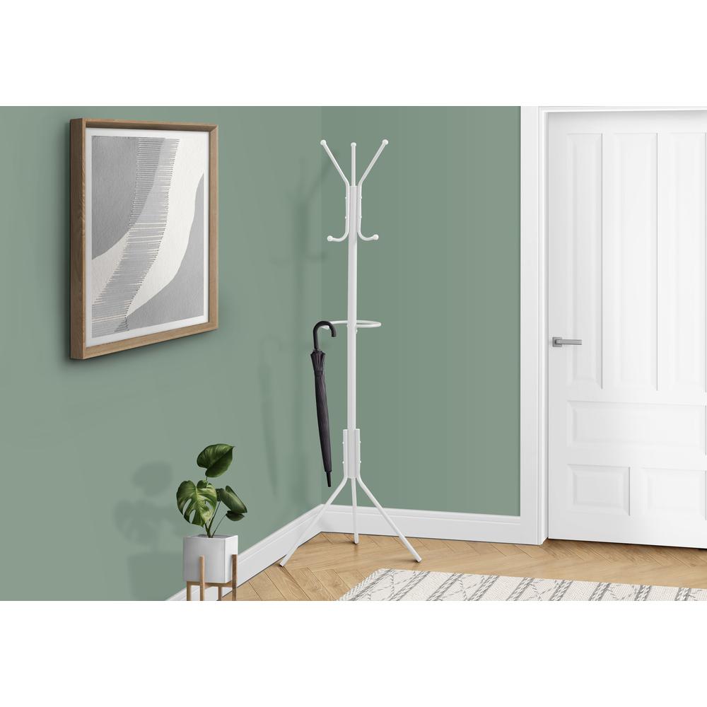 Coat Rack, Hall Tree, Free Standing, Hanging Bar, 6 Hooks, Entryway, 68H