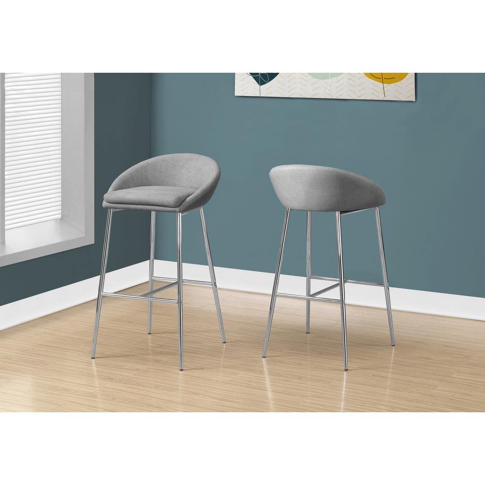 Bar Stool, Set Of 2, Bar Height, Chrome
