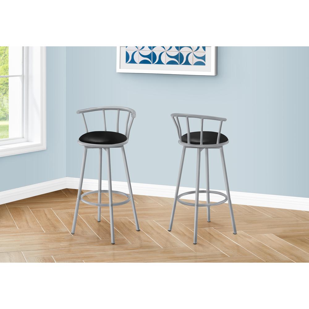 Bar Stool, Set Of 2, Swivel, Bar Height, Grey