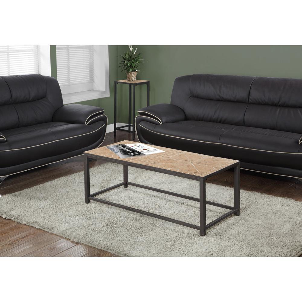 Coffee Table, Accent, Cocktail, Rectangular, Living Room, 42 L, Brown Tile