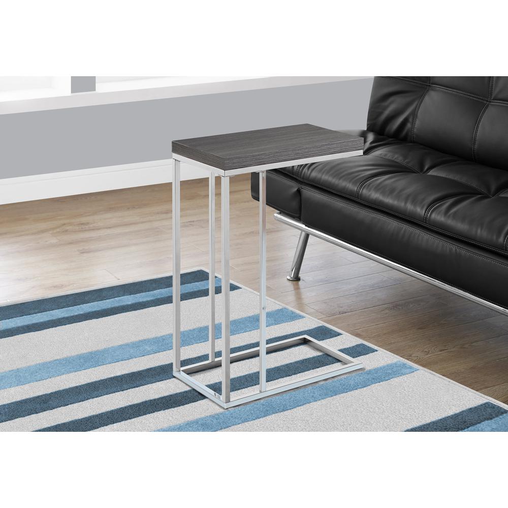 Accent Table, C-shaped, End, Side, Snack, Living Room, Bedroom, Grey Laminate