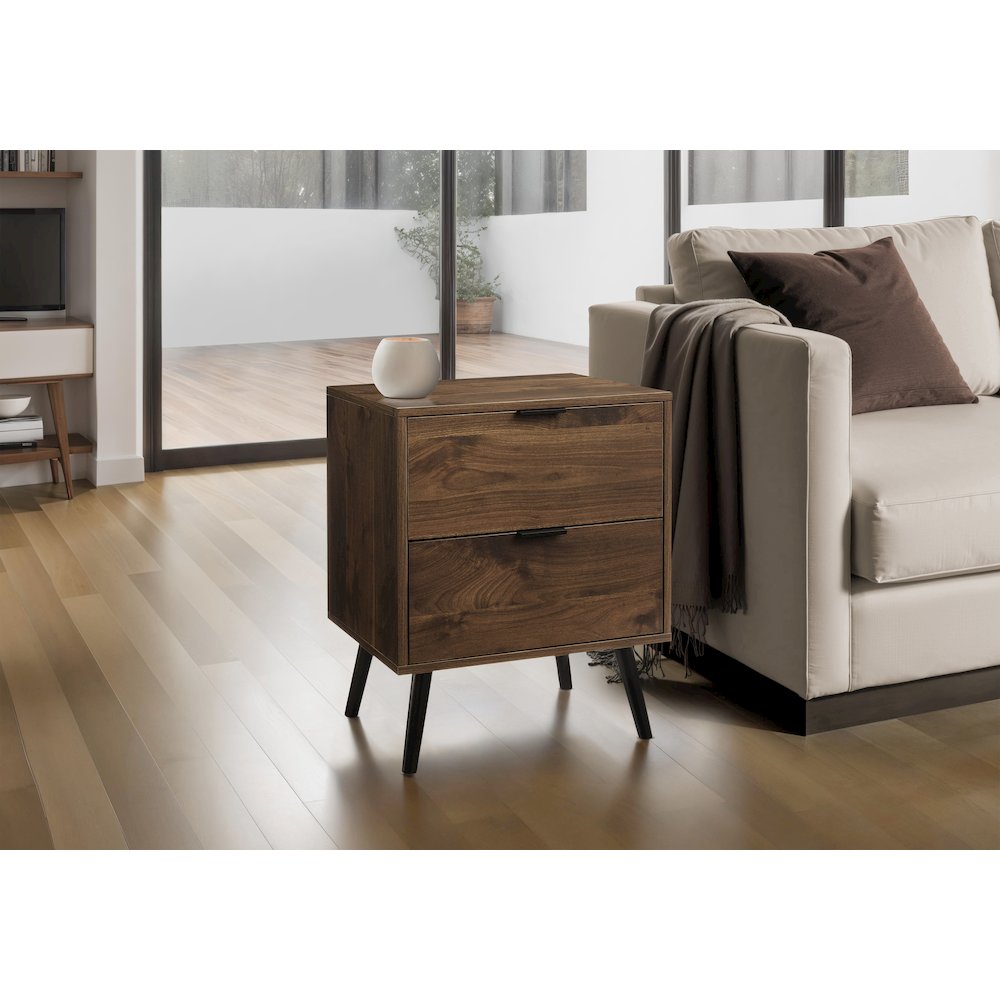 Accent Table, Storage Drawer, Walnut Laminate, Modern, Contemporary