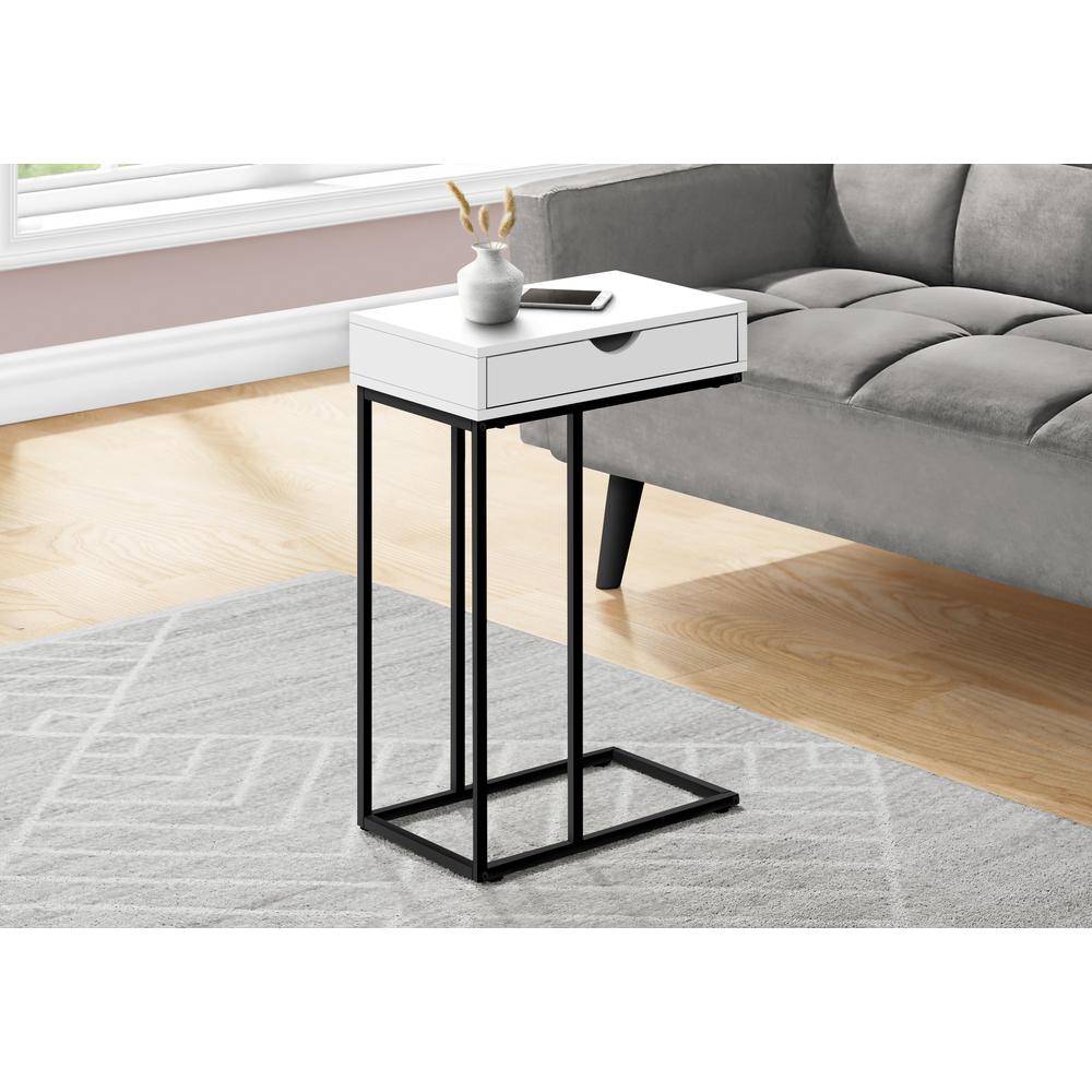Accent Table, C-shaped, End, Side, Snack, Storage Drawer, Living Room