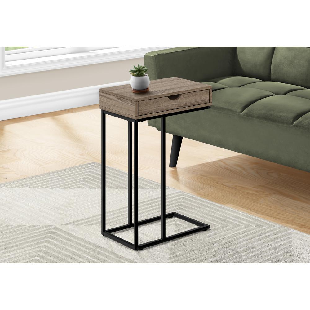 Accent Table, C-shaped, End, Side, Snack, Storage Drawer, Living Room, Bedroom