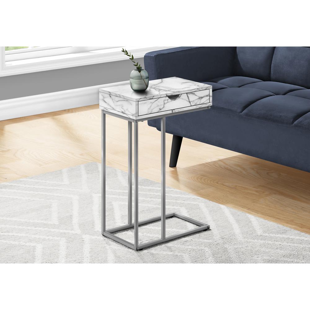 Accent Table, C-shaped, End, Side, Snack, Storage Drawer, Living Room, Bedroom