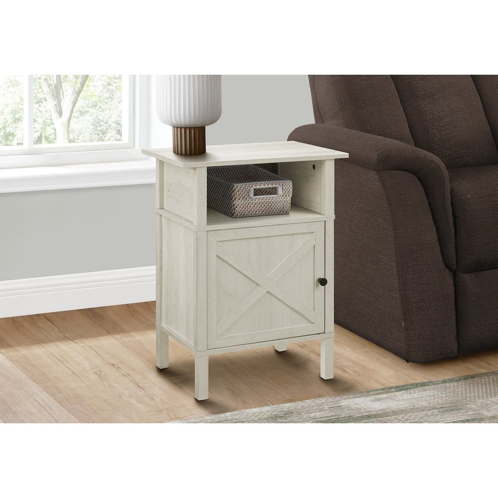 Accent Table, Small, Storage, Washed Oak Laminate, Transitional
