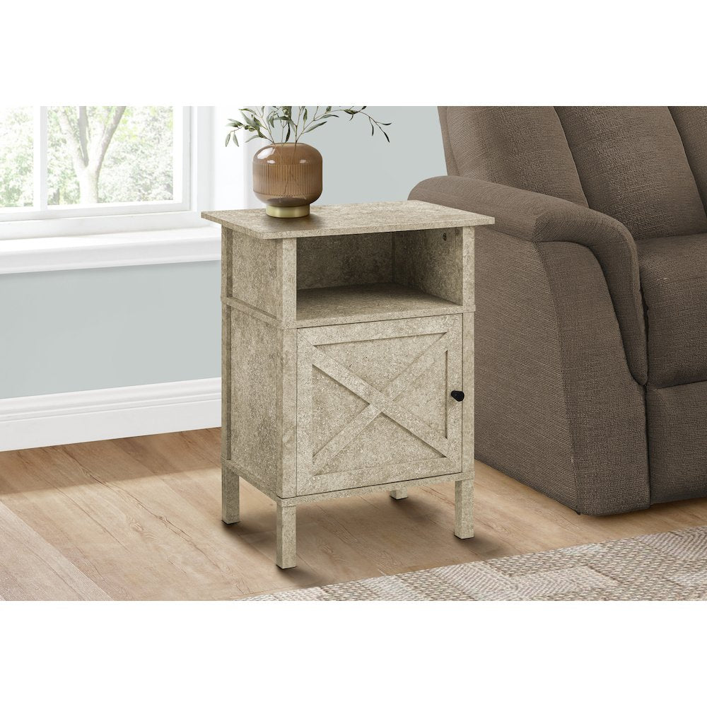 Accent Table, Small, Storage, Cream Stone Laminate, Transitional