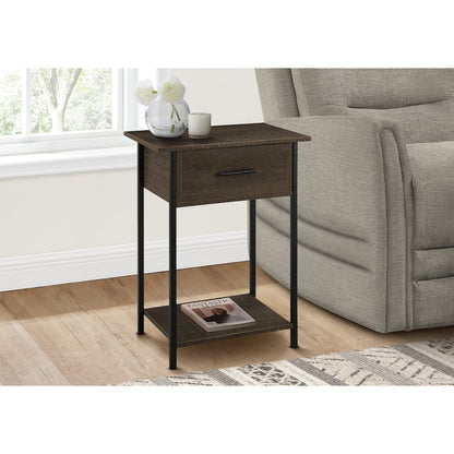 Accent Table, 2 Tier, End, Black Metal, Contemporary