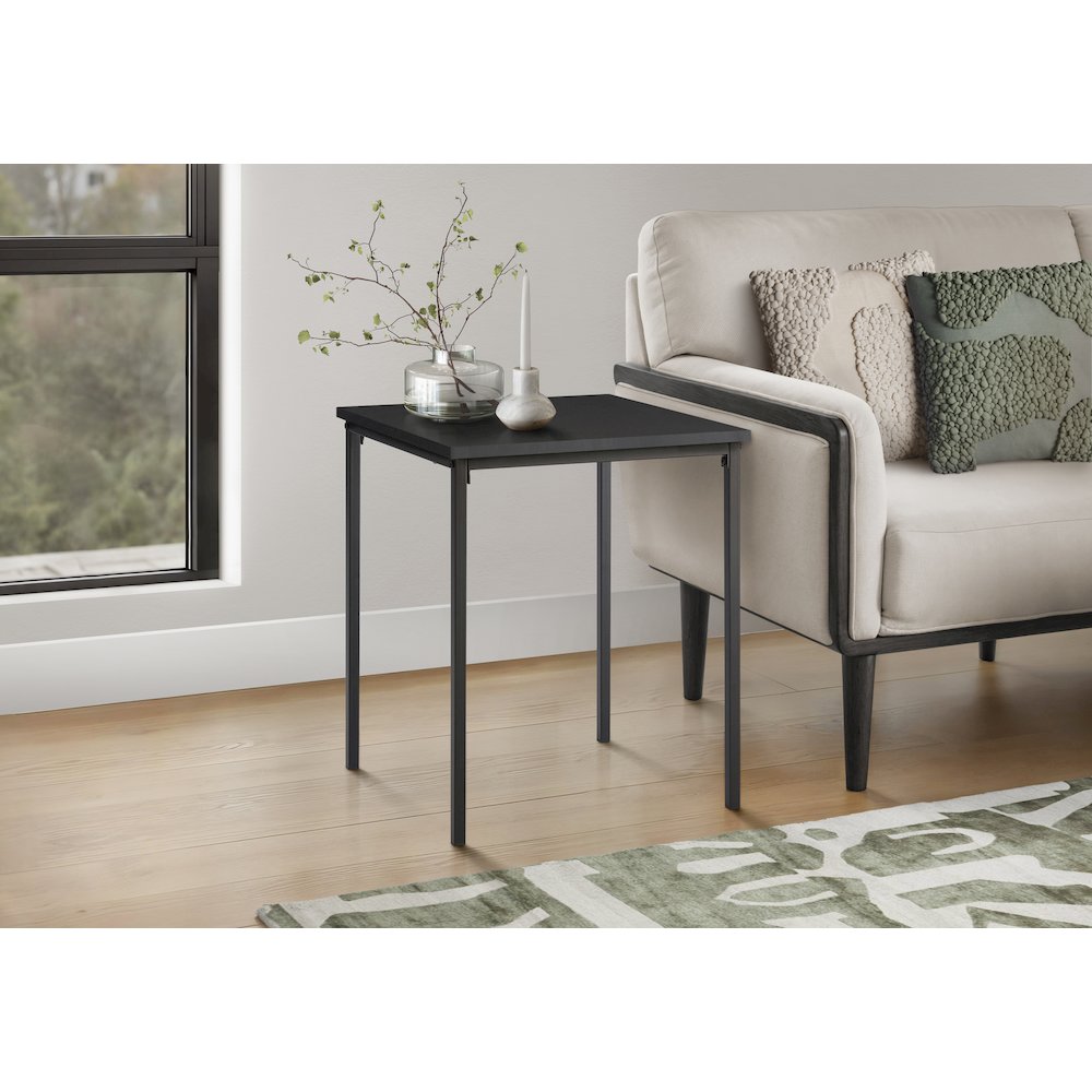 Accent Table, 22 H, Side Table, End, Small, Nightstand, Square, Black Laminate