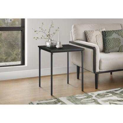 Accent Table, 22 H, Side Table, End, Small, Nightstand, Square, Black Laminate