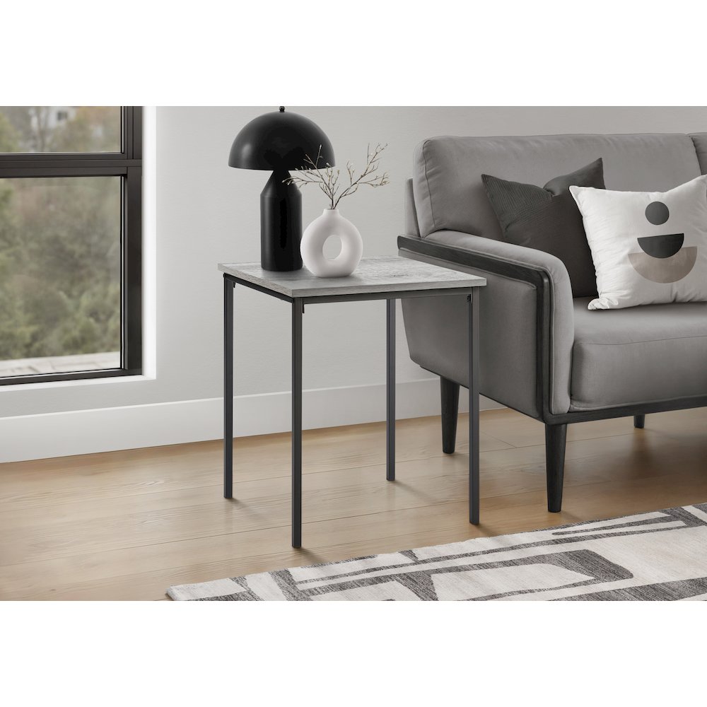 Accent Table, 22 H, Side Table, End, Small, Nightstand, Square, Grey Laminate