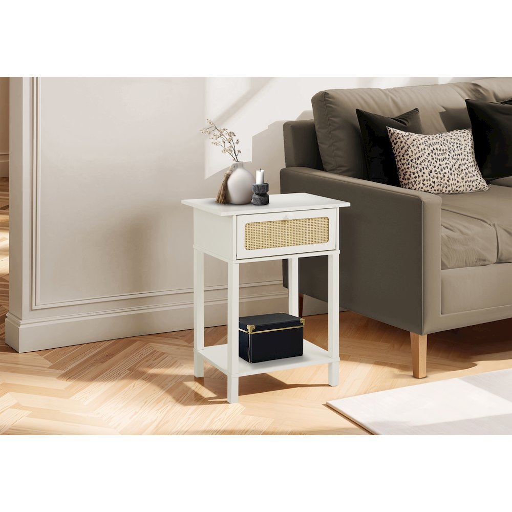 Accent Table, Bedroom, Living Room, White Laminate, Transitional