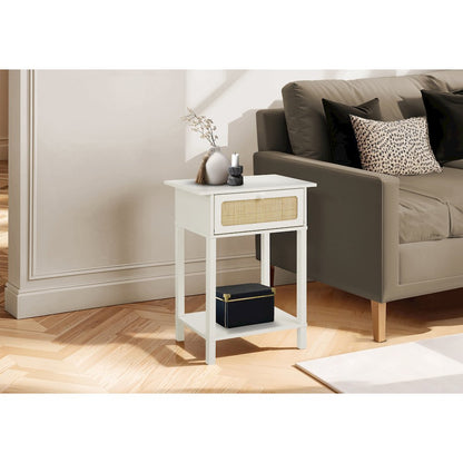 Accent Table, Bedroom, Living Room, White Laminate, Transitional