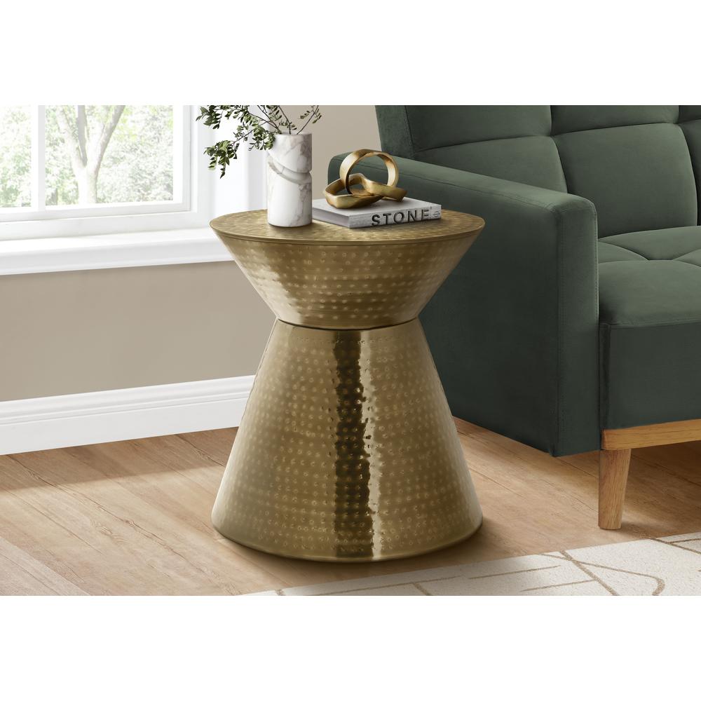 Accent Table, Drum, Side, End, Nightstand, Lamp, Living Room, Bedroom, Gold