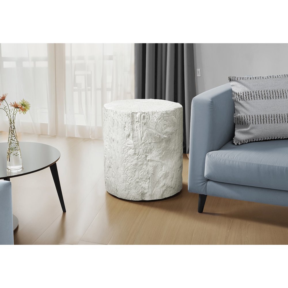 Accent Table, 25H, Drum, End, Nightstand, Round, Side Table, White, Contemporary