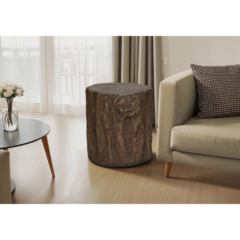 Accent Table 25H, Drum, End, Nightstand, Round, Side Table, Walnut, Contemporary