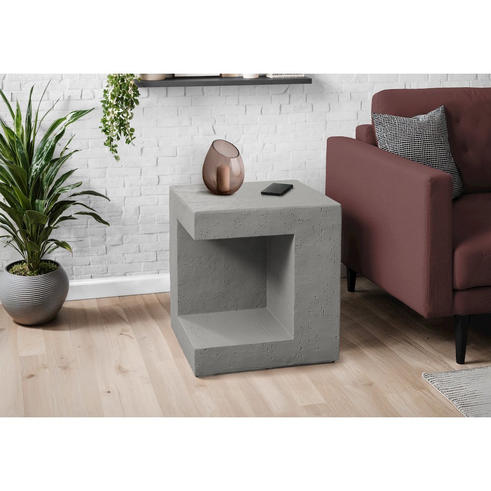 Accent Table, 25H, Side Table, Nightstand, End, Square, Grey, Contemporary