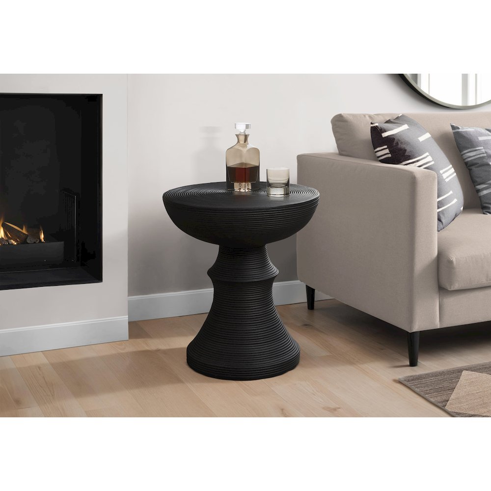 Accent Table, 25H, Side Table, End, Nightstand, Round, Black, Contemporary
