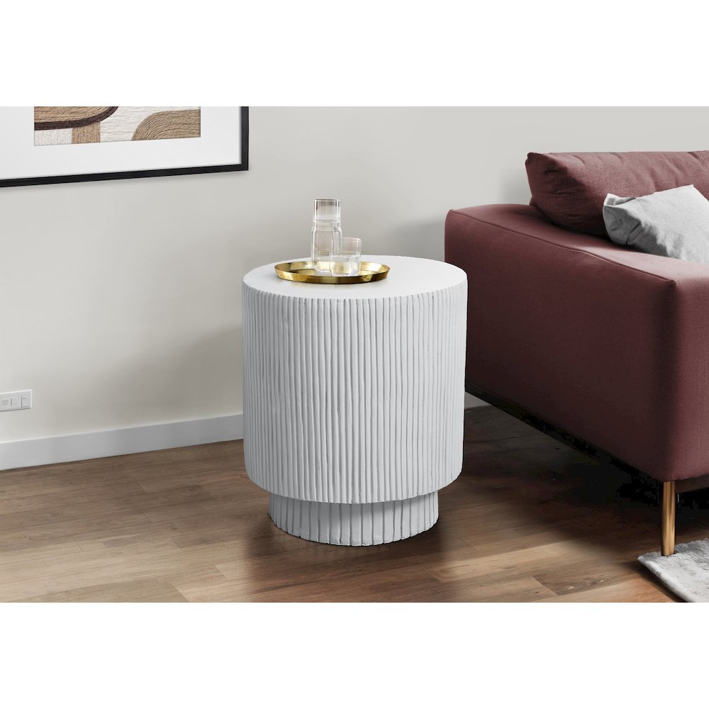 Accent Table, 25H, End, Nightstand, Round, Side Table, White, Contemporary