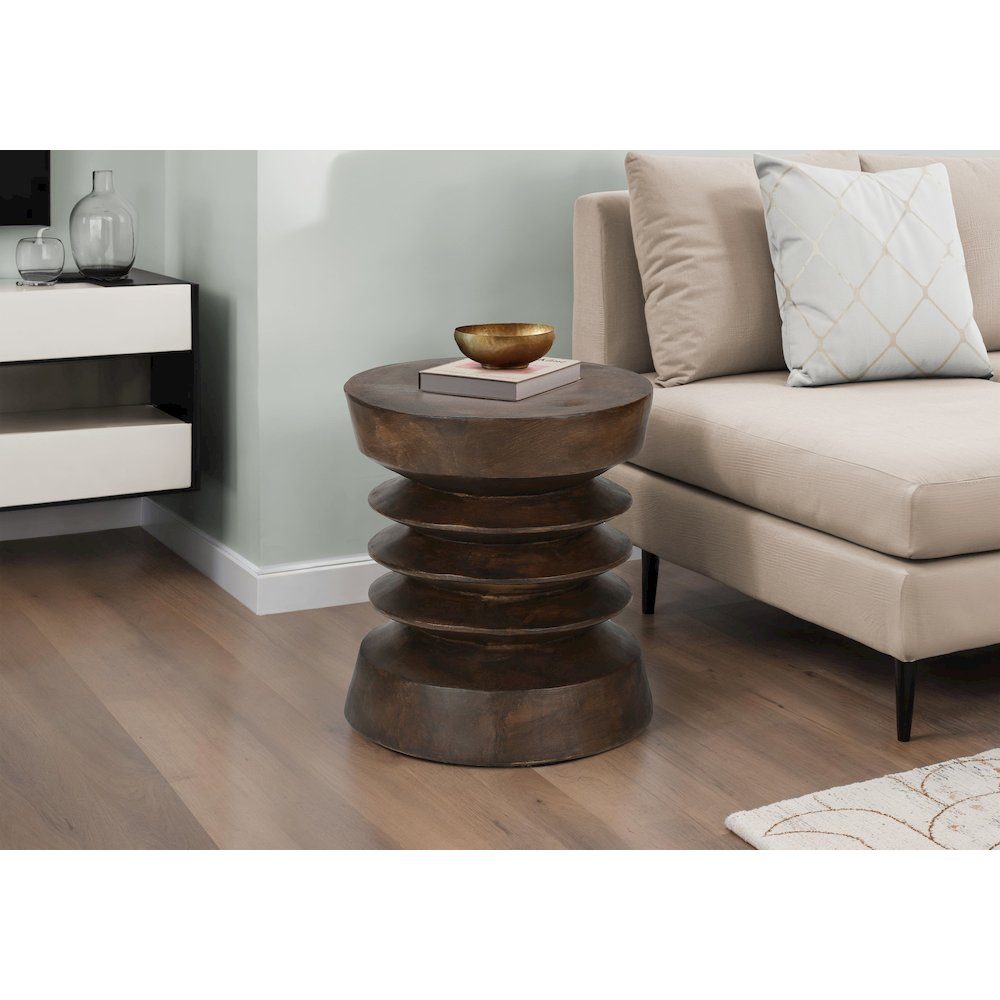 Accent Table, 25H, Side Table, End, Nightstand, Round, Walnut, Contemporary