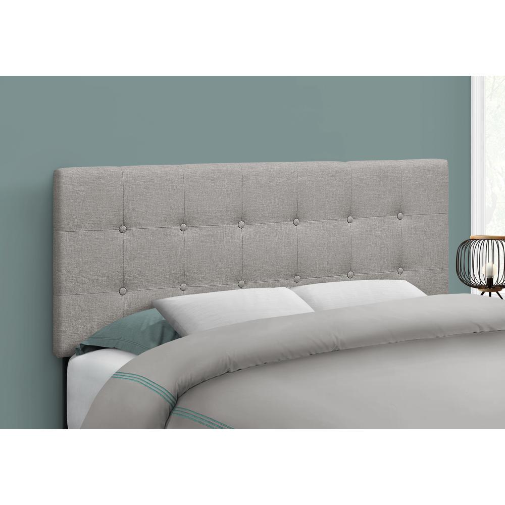 Bed, Headboard Only, Full Size, Bedroom, Upholstered, Grey Linen Look