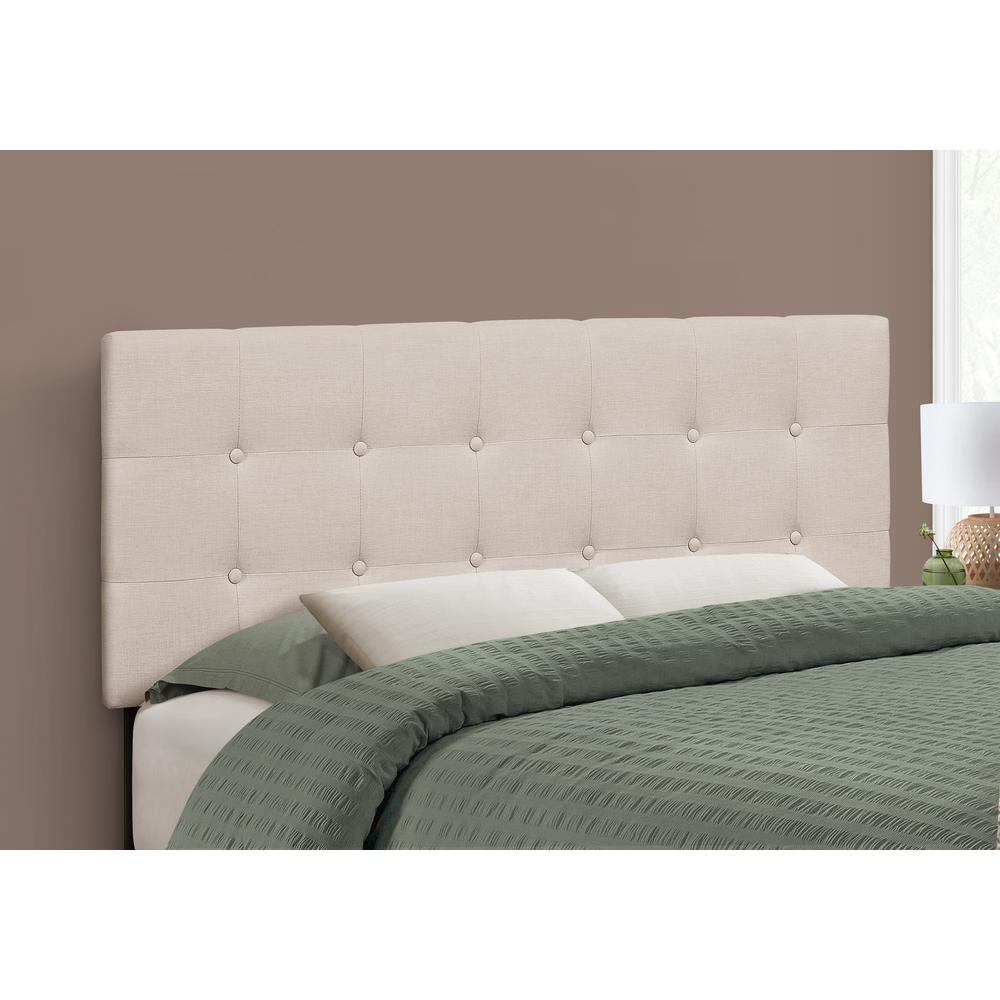 Bed, Headboard Only, Full Size, Bedroom, Upholstered, Beige Linen Look