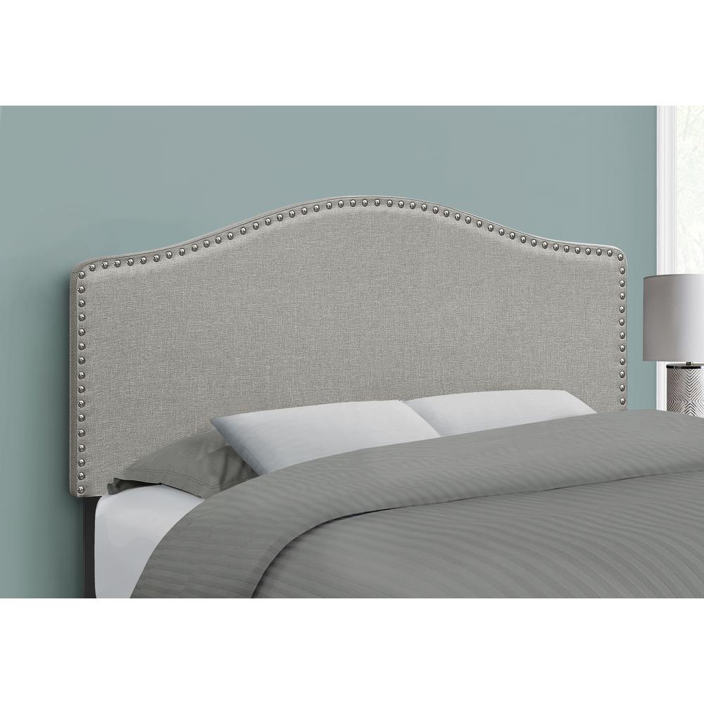 Bed, Headboard Only, Full Size, Bedroom, Upholstered, Grey Linen Look